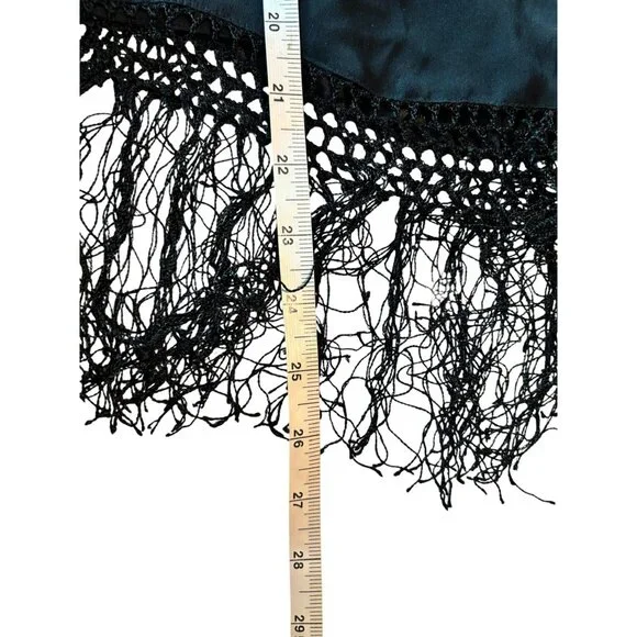 Josephine Chaus Women's Black Floral Embroidery With a  Crocheted Fringe Hem Top - Picture 6 of 8